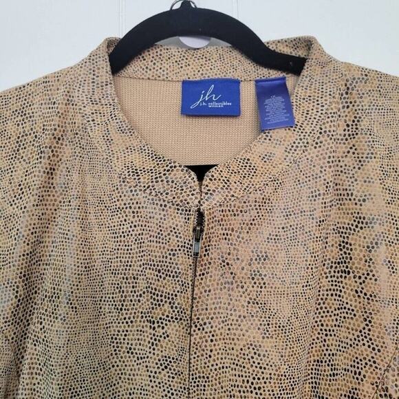 JH Collectibles Womens Tan Faux Snakeskin Animal Print Shacket Plus Size 1X - Picture 5 of 9
